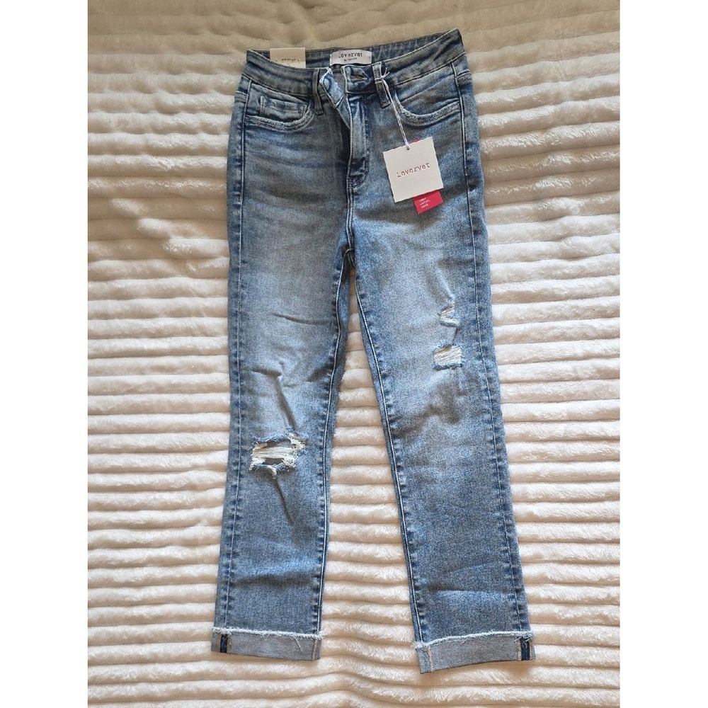 Lovervet by Vervet High Rise Slim Straight Tummy Control Jeans Distressed 26/3